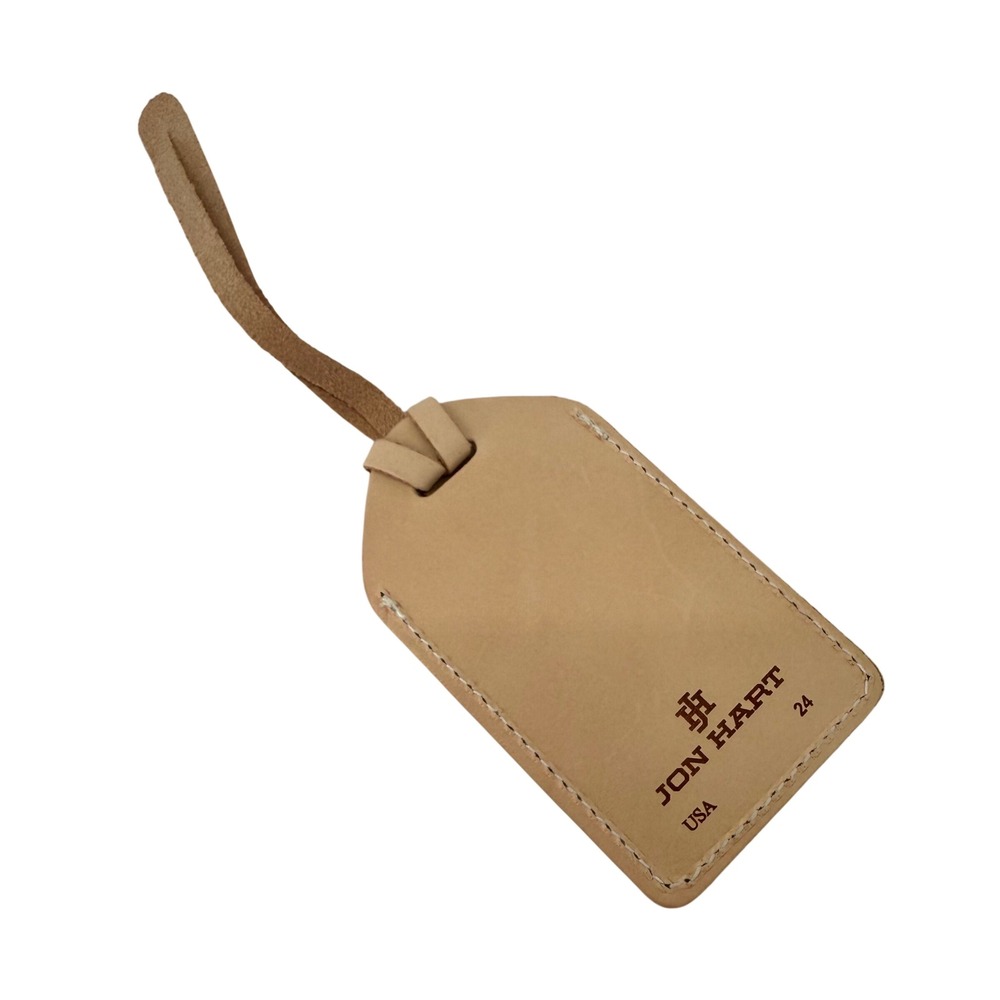 Jon‎ Hart Luggage Tag Unisex OS Tan Leather Monogrammed BA Travel Accessory